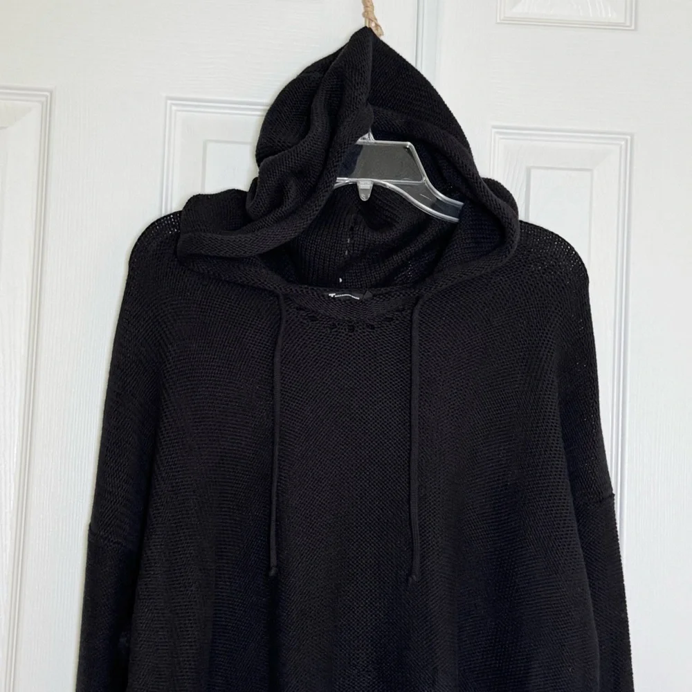 T by Alexander Wang Black Hooded Sweater Size M Oversize